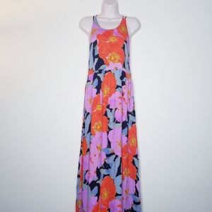 Loft》Bright Multi- Color Poppy Floral Maxi Dress